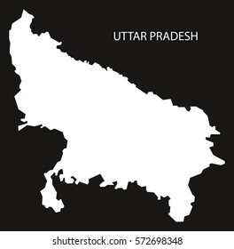 Uttar Pradesh India Map Black Inverted Stock Vector (Royalty Free ...