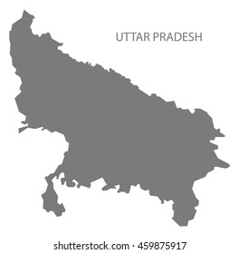 Uttar Pradesh India Map Grey Stock Vector (Royalty Free) 459875917 ...