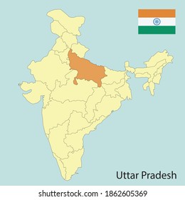 Uttar Pradesh Map India State Borders Stock Vector (Royalty Free ...