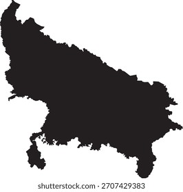Uttar Pradesh Map Silhouette Isolated State of India