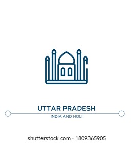 icono del vector de contorno de uttar pradesh. ilustración de elemento simple. ícono de contorno de uttar pradesh a partir del concepto editable de india. se puede usar para web y móvil
