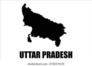 Uttar Pradesh state map, administrative division of India.