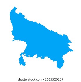Uttar Pradesh state map with blue color