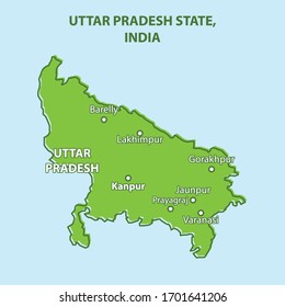 Uttar Pradesh State Map Of India Country