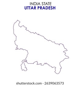 Uttar Pradesh state map of India. Uttar Pradesh map vector illustration. Uttar Pradesh vector map on white background.