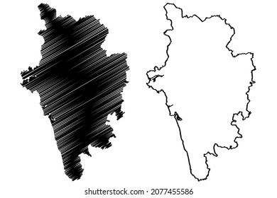 Uttara Kannada district (Karnataka State, Republic of India, Belgaum Division) map vector illustration, scribble sketch North Canara map