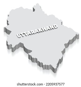 Uttarakhand 3d map, state of India