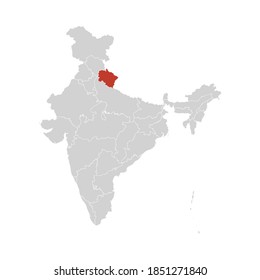 Uttarakhand Highlighted On India Map Eps Stock Vector (Royalty Free ...