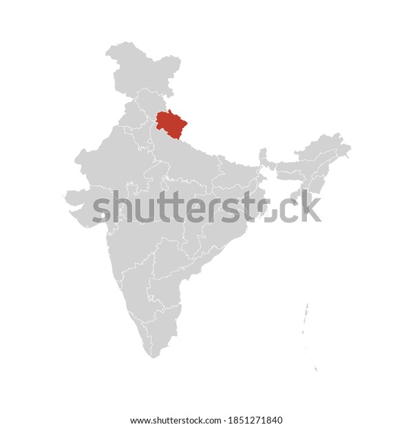 Uttarakhand Highlighted On India Map Eps Stock Vector (Royalty Free ...