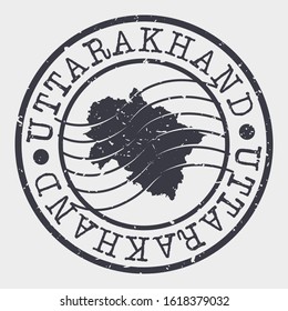 Uttarakhand India Stamp Postal. Map Silhouette Seal. Passport Round Design. Vector Icon. Design Retro Travel.