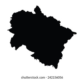 Uttarakhand, India, vector map isolated on white background. High detailed silhouette illustration. 