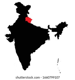 Estado Uttarakhand resaltado en el mapa de India Vector EPS 10