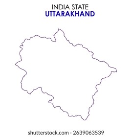 Uttarakhand state map of India. Uttarakhand map vector illustration. Uttarakhand vector map on white background.