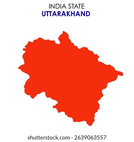 Uttarakhand state map of India. Uttarakhand map vector illustration. Uttarakhand vector map on white background.