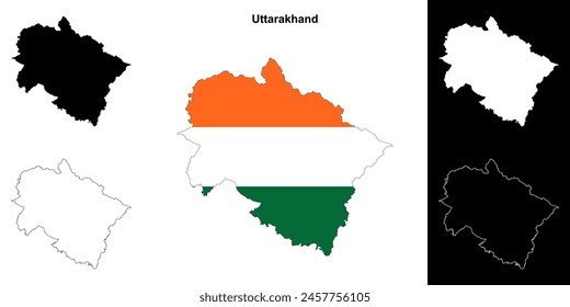 Conjunto de mapas esquemáticos del estado de Uttarakhand
