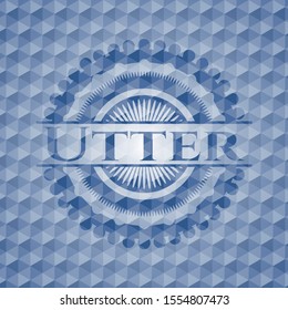 Utter blue polygonal badge. Vector Illustration. Detailed.