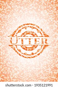 Utter orange mosaic emblem with background 