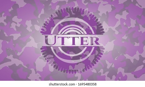 Utter pink written on a camo texture. Vector Illustration. Detailed.