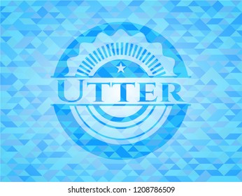 Utter sky blue emblem with mosaic ecological style background