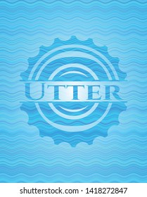 Utter sky blue water badge background. Vector Illustration. Detailed.