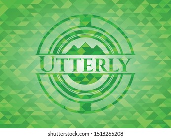 Utterly green emblem. Mosaic background. Vector Illustration. Detailed.