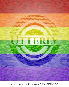 Utterly lgbt colors emblem. Vector Illustration. Mosaic.