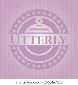 Utterly pink emblem. Vector Illustration. Detailed.