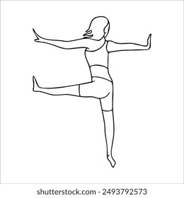 Utthita Hasta Padangusthasana 2. Line drawing of a yoga pose. Vector illustration