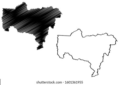 Utuado municipality (Commonwealth of Puerto Rico, Porto Rico, PR, Unincorporated territories of the United States) map vector illustration, scribble sketch Utuado map