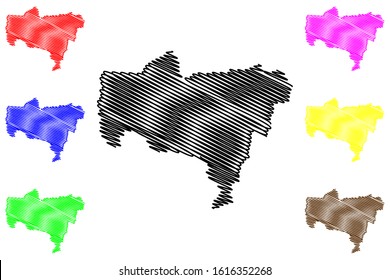Utuado municipality (Commonwealth of Puerto Rico, Porto Rico, PR, Unincorporated territories of the United States) map vector illustration, scribble sketch Utuado map