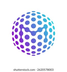 uturistic Network Symbol with Abstract World and Purple to Teal Dots