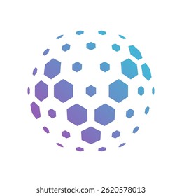 uturistic Network Symbol with Abstract World and Purple to Teal Dots