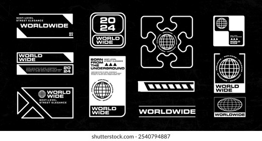 uturistic streetwear cyberpunk interface element technology graphic vector design template	
