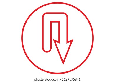 U-turn ahead traffic sign road. Arrow flat icon for u-turn or return. Vector illustrator eps 10