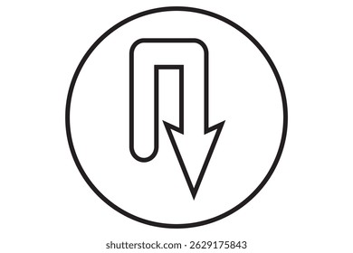 U-turn ahead traffic sign road. Arrow flat icon for u-turn or return. Vector illustrator eps 10