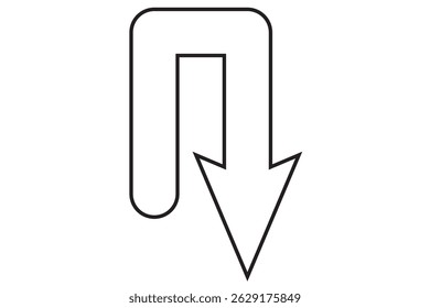 U-turn ahead traffic sign road. Arrow flat icon for u-turn or return. Vector illustrator eps 10