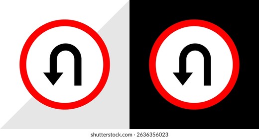 U-Turn Ahead Traffic Sign Vector Illustration