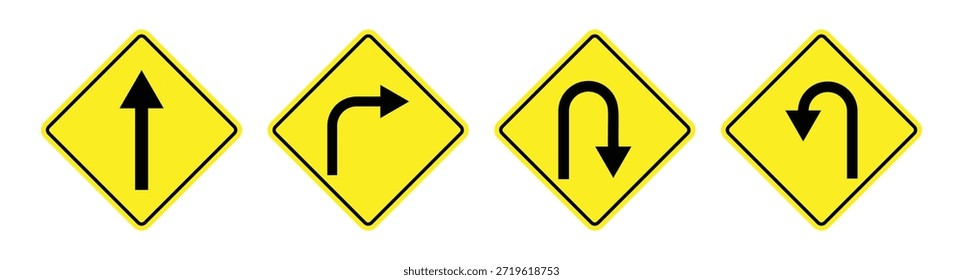 Los iconos de flechas de dirección y giro en U se configuran en un sentido, a la izquierda y a la derecha con Ilustración vectorial de sombra larga.