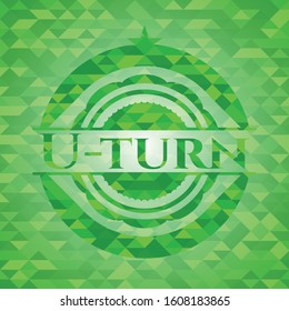 U-turn green emblem. Mosaic background. Vector Illustration. Detailed.