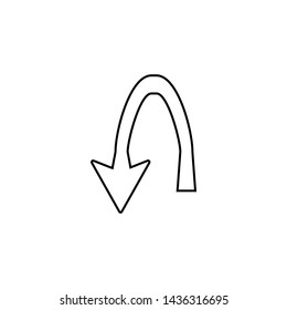 U-turn icon. Arrow button symbol