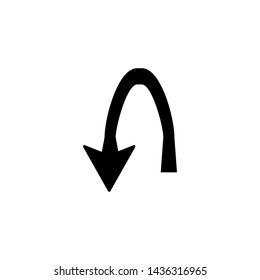 U-turn icon. Arrow button symbol