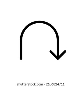U-Turn icon, guidepost, signpost, arrow. Around, arrow, direction, route, sign.