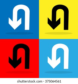 U-Turn icon set Vector EPS10, Great for any use.