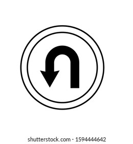 U-turn icon vector traffic sign design