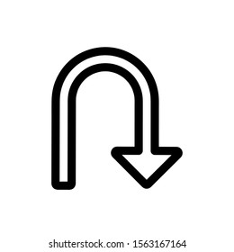 U-turn icon,vector illustration. Flat design style. vector no u-turn icon illustration isolated on White background, u-turn icon Eps10. u-turn icons graphic design vector symbols.