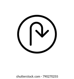 u-turn icon,vector illustration. Flat design style. vector u-turn icon illustration isolated on White background, u-turn icon Eps10. u-turn icons graphic design vector symbols.