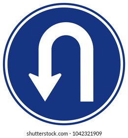 U-Turn Left Traffic Road Sign,Vector Illustration, Isolate On White Background Label. EPS10