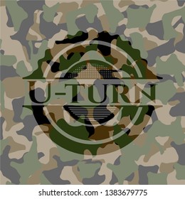 U-turn on camo pattern. Vector Illustration. Detailed.