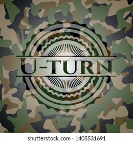 U-turn on camo texture. Vector Illustration. Detailed.