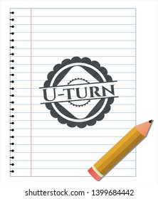 U-turn pencil emblem. Vector Illustration. Detailed.